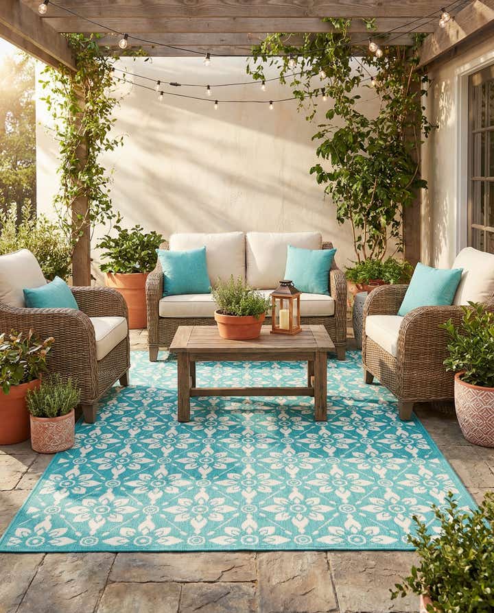 5' x 8' Easy-Clean Lattice Indoor / Outdoor Rug
