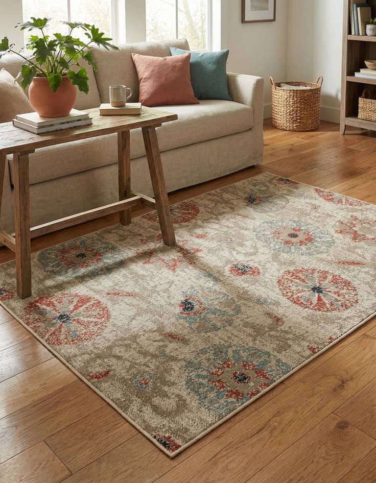 Detail image of  4' x 6'  Washable Botanical Indoor / Outdoor Rug