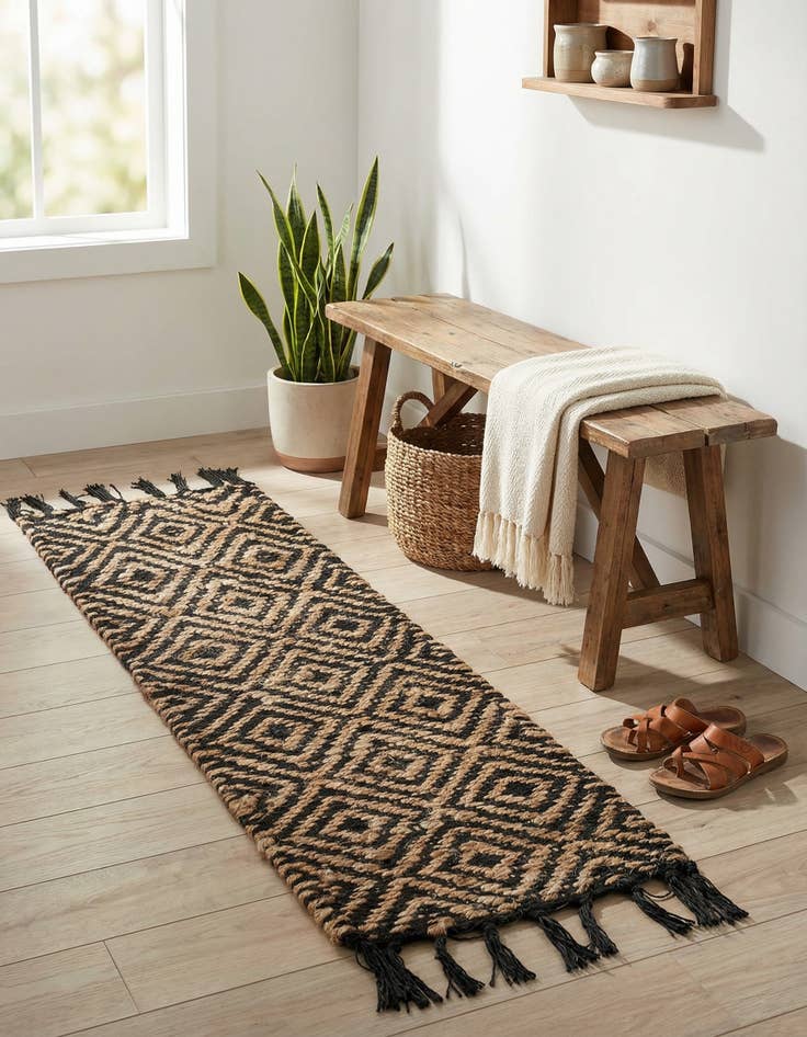 Detail image of  0' 9 x 2' 6  Hand Woven Braided Jute Stair Rug