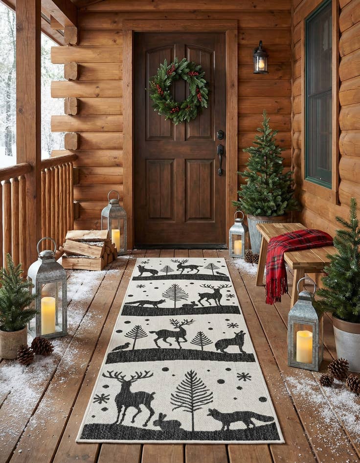 Detail image of 2' x 6'  Washable Holiday Indoor / Outdoor Runner Rug
