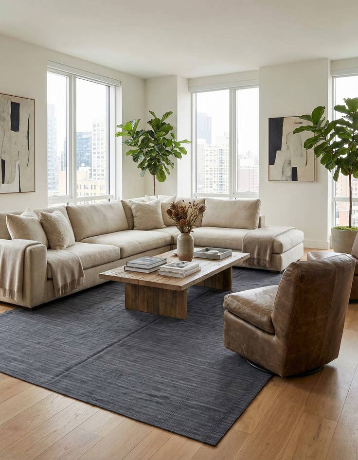 Detail image of 6' 8 x 9' 8  Hand Woven Kilim Modern Wool Rug