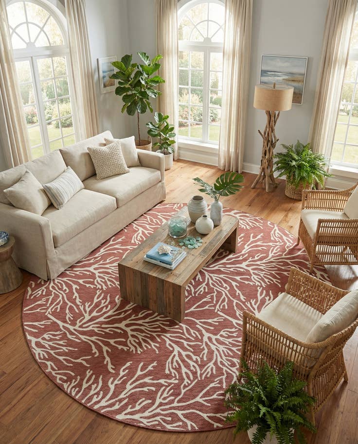 Detail image of 12' x 12' Easy-Clean Coastal Indoor / Outdoor Round Rug