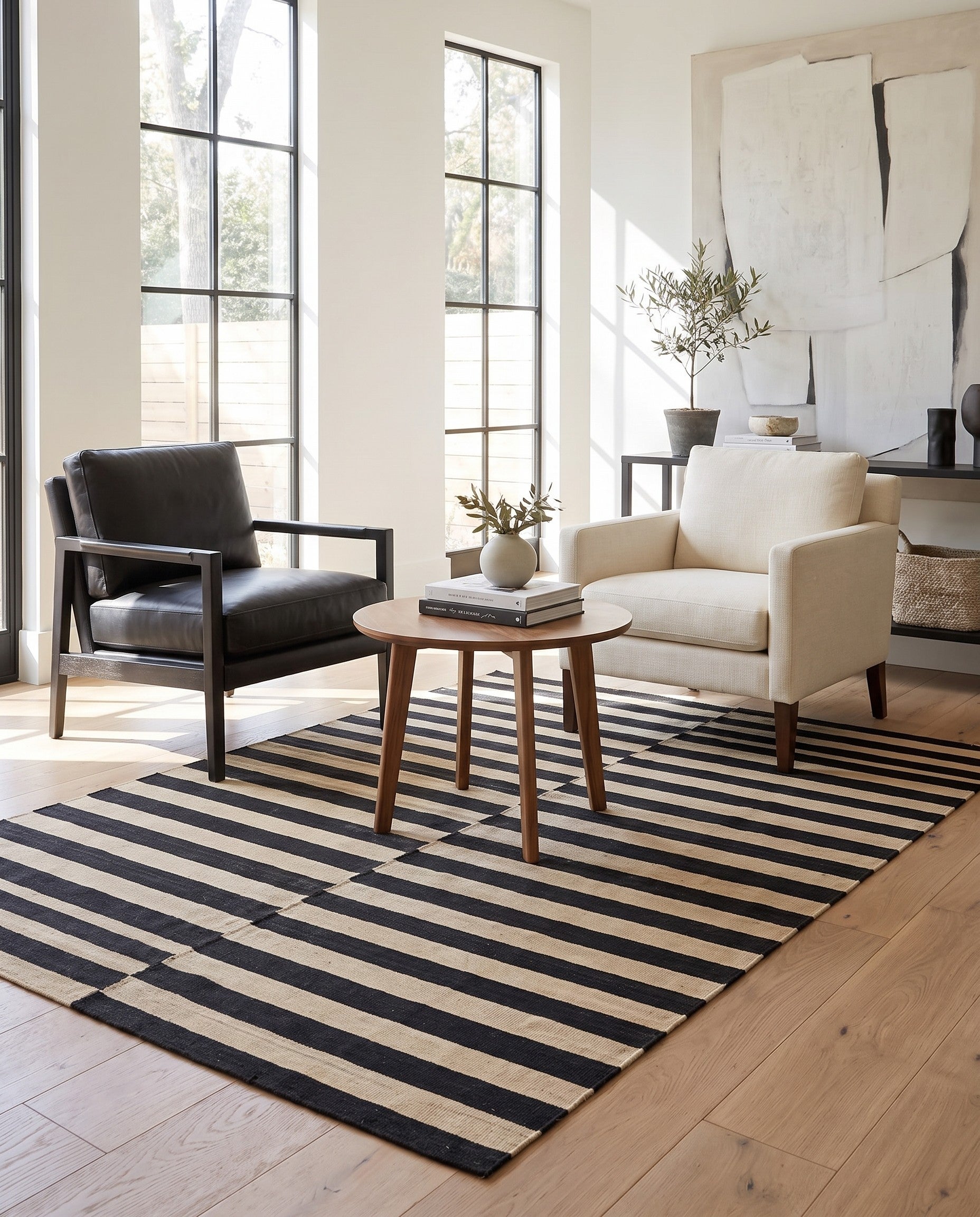 5' 4 x 6' 6 Hand Woven Kilim Modern Wool Square Rug