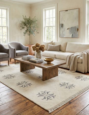 4' 7 x 6' 9 Hand Knotted Darya Wool Rug