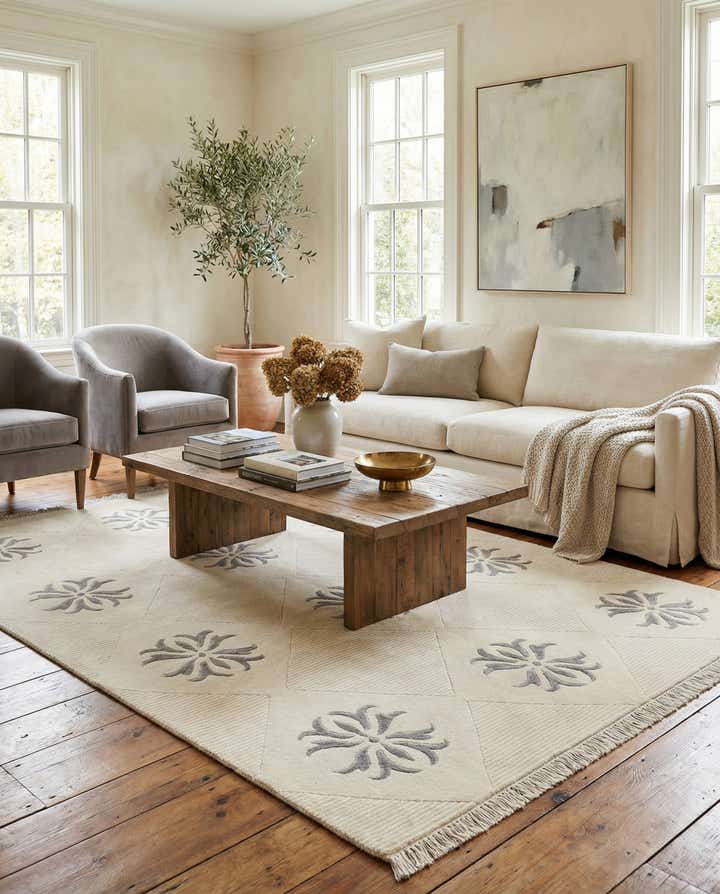 4' 7 x 6' 9 Hand Knotted Darya Wool Rug
