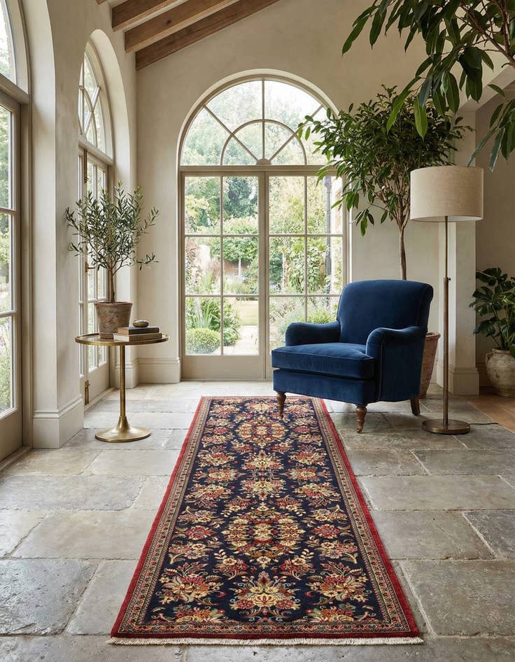 Detail image of 2' 7 x 6' 10  Hand Knotted Qom Persian Runner Rug