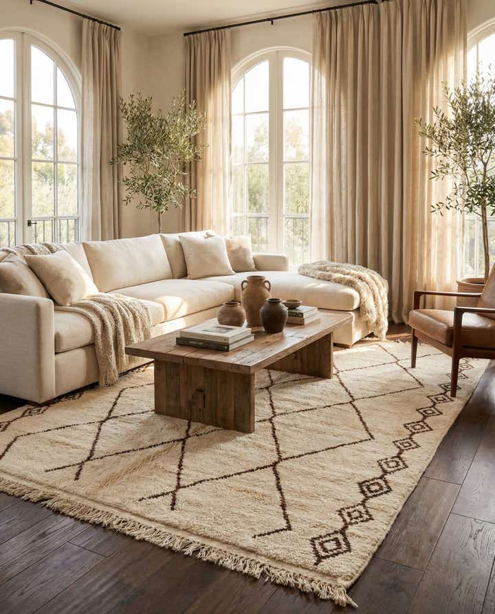 6' 9 x 9' 8 Hand Knotted Moroccan Wool Rug