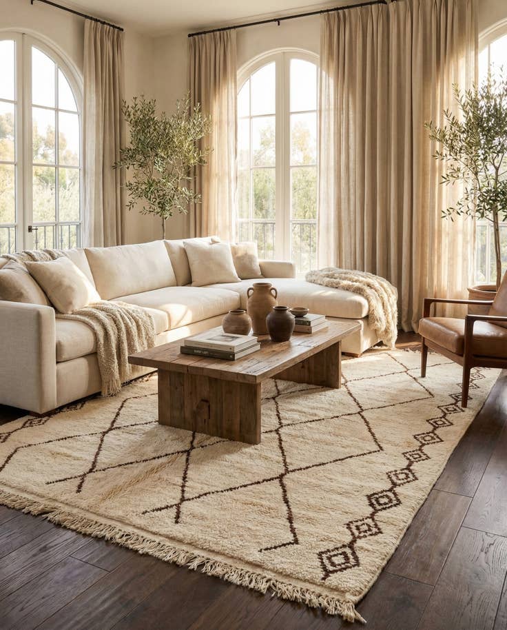 Detail image of 6' 9 x 9' 8 Hand Knotted Moroccan Wool Rug