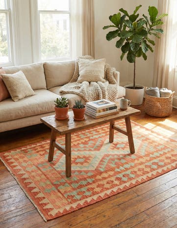 3' 2 x 5' Hand Woven Kilim Waziri Wool Rug