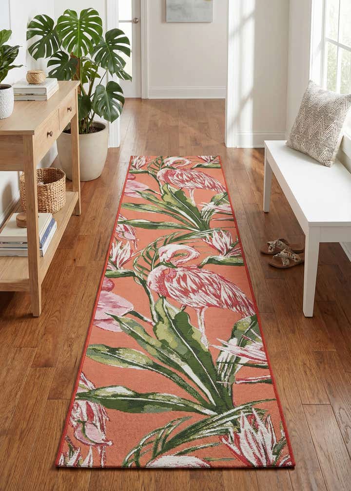 2' x 8' Easy-Clean Botanical Indoor / Outdoor Runner Rug