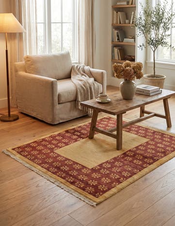 3' 6 x 4' 7 Hand Knotted Modern Ziegler Rug