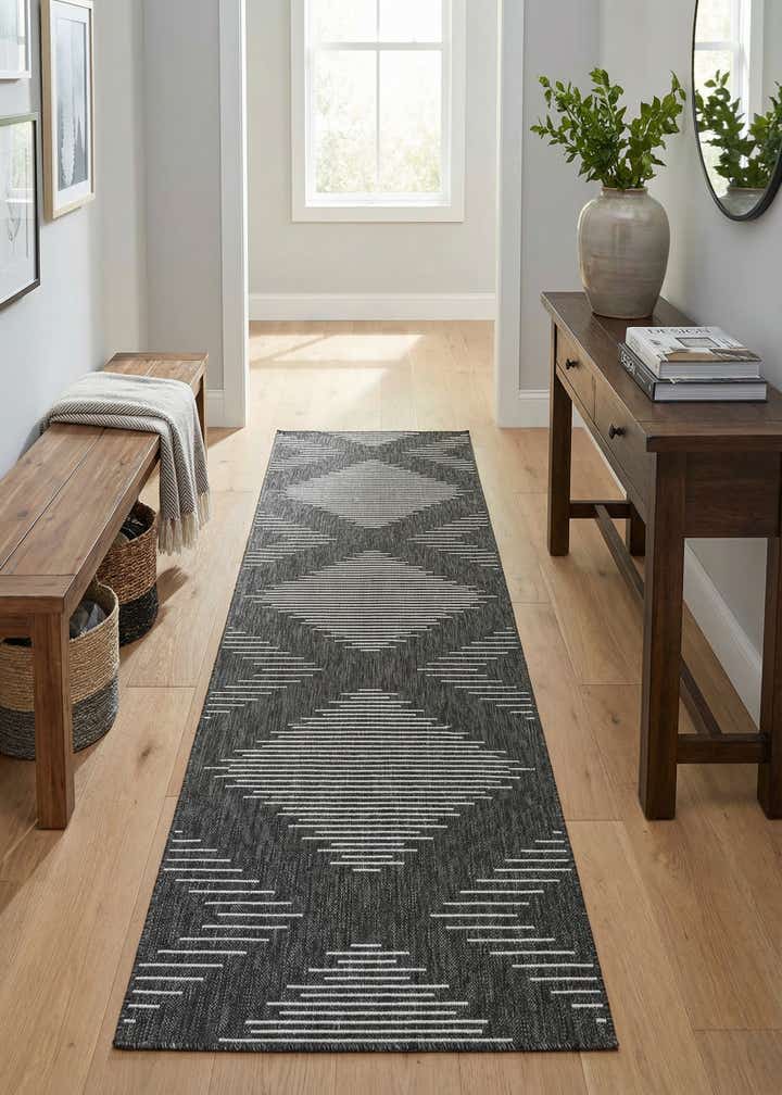 3' 3 x 12' Easy-Clean Modern Indoor / Outdoor Runner Rug