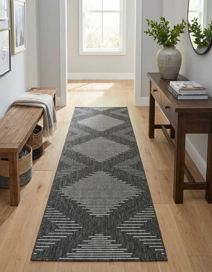 Detail image of 3' 3 x 12'  Washable Modern Indoor / Outdoor Runner Rug