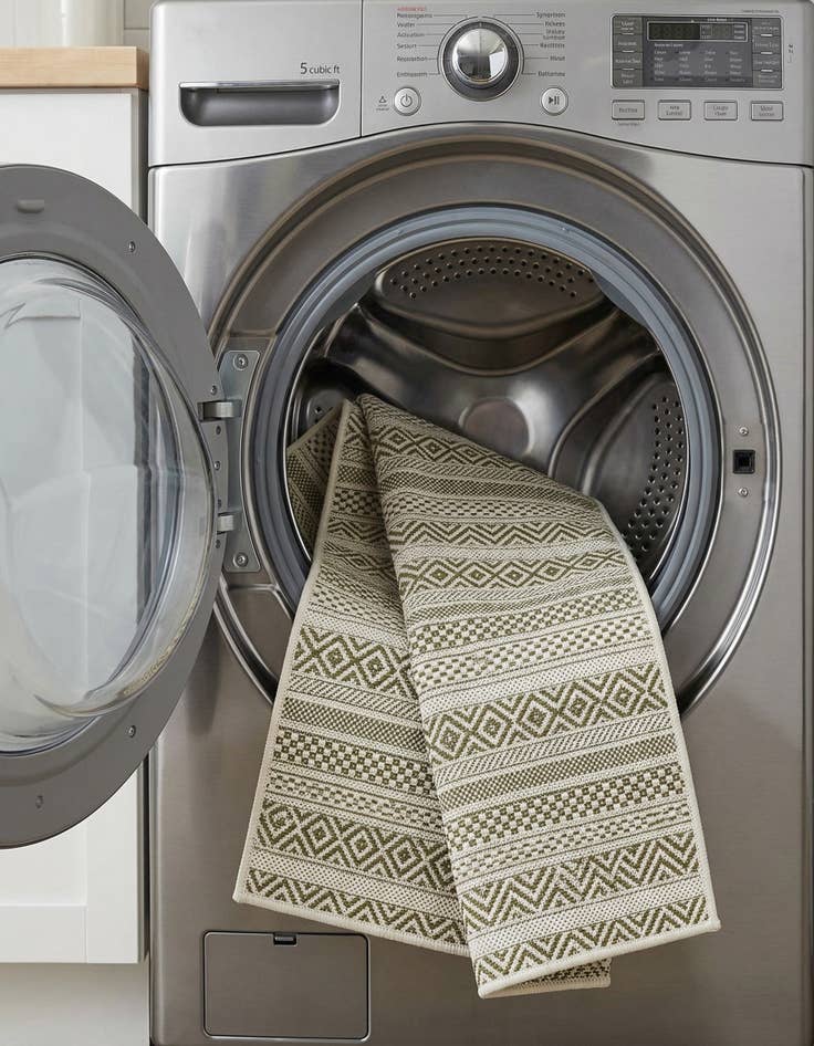 Detail image of 2' x 8'  Washable Striped Indoor / Outdoor Runner Rug