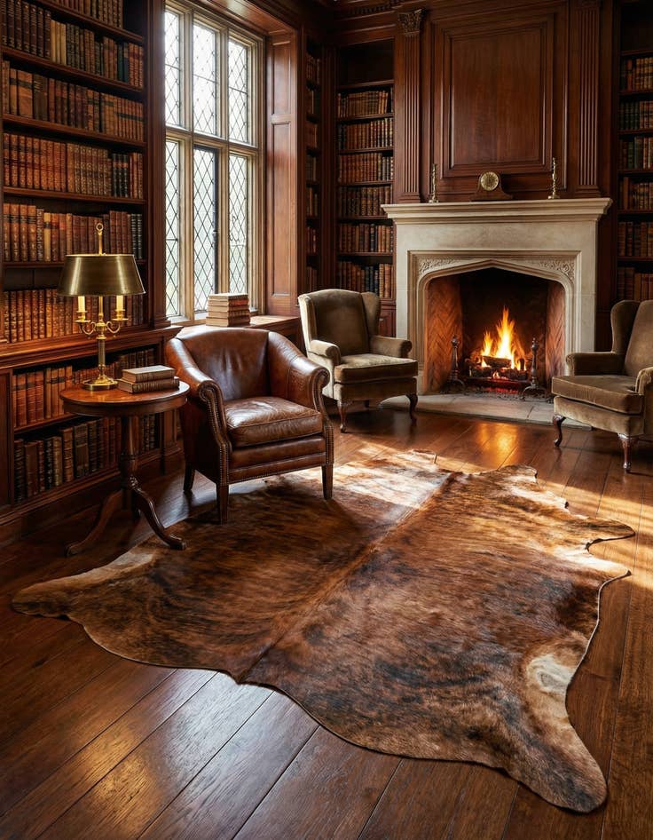 Detail image of 5' 11 x 6' 9 Cowhide Leather Rug