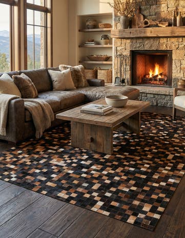 5' x 7' 9 Cowhide Leather Rug