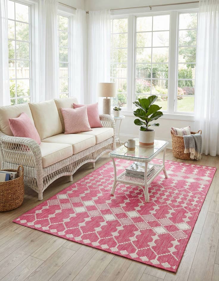 Detail image of 4' x 6'  Washable Trellis Indoor / Outdoor Rug