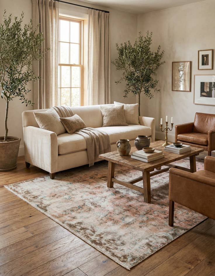 Detail image of 5' 8 x 9'  Hand Knotted Ultra Vintage Persian Wool Rug