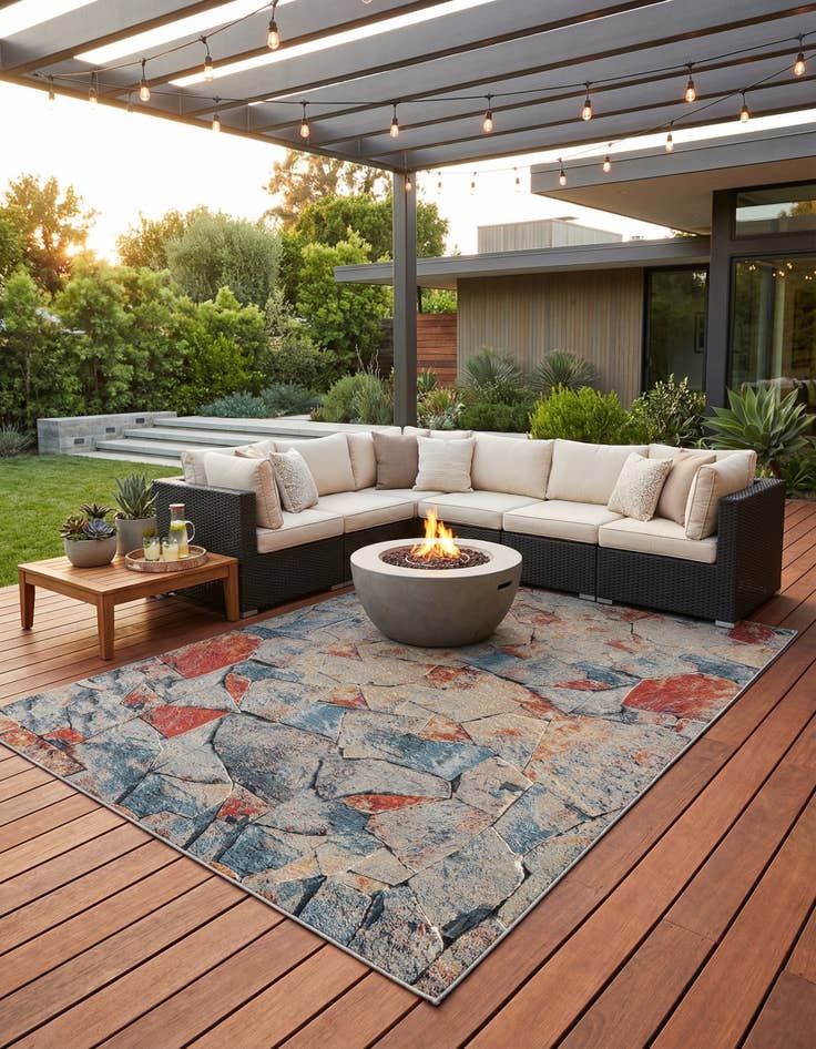 Detail image of  10' x 14'  Washable Modern Indoor / Outdoor Rug