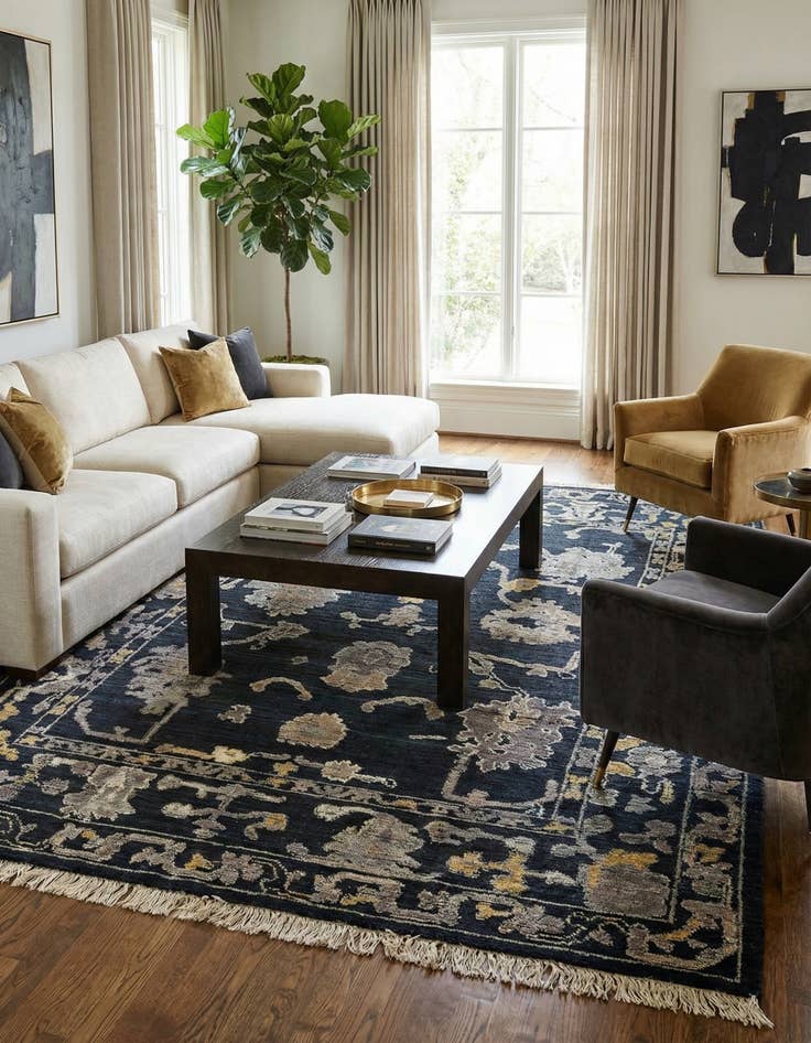 Detail image of 9' 6 x 12' 6 Hand Knotted Darya Wool Rug