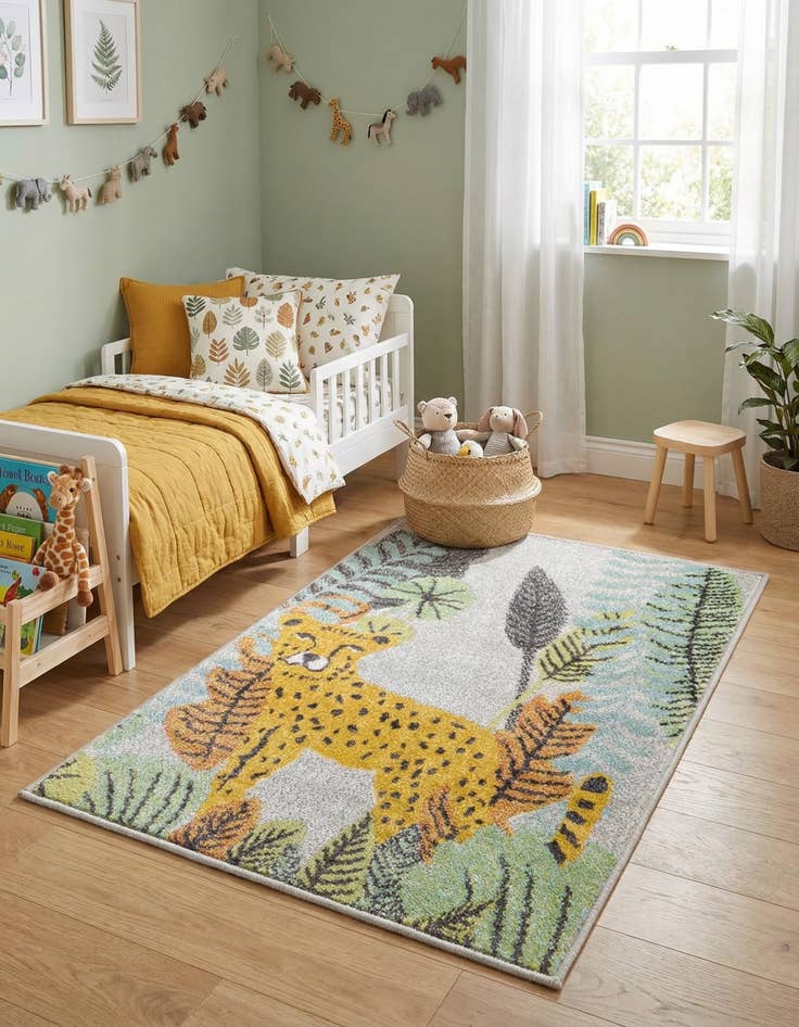 Detail image of 2' 2 x 3' Leopard Whimsy Kids Rug