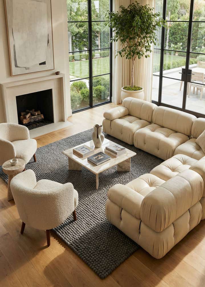 7' 10 x 7' 10 Felt Ball Wool Square Rug