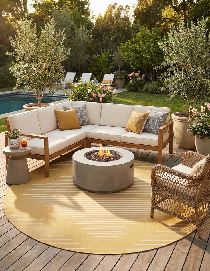 Detail image of 10' 8 x 10' 8  Washable Modern Indoor / Outdoor Round Rug