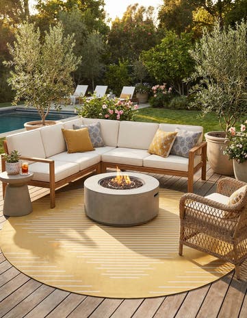 10' 8 x 10' 8 Easy-Clean Modern Indoor / Outdoor Round Rug