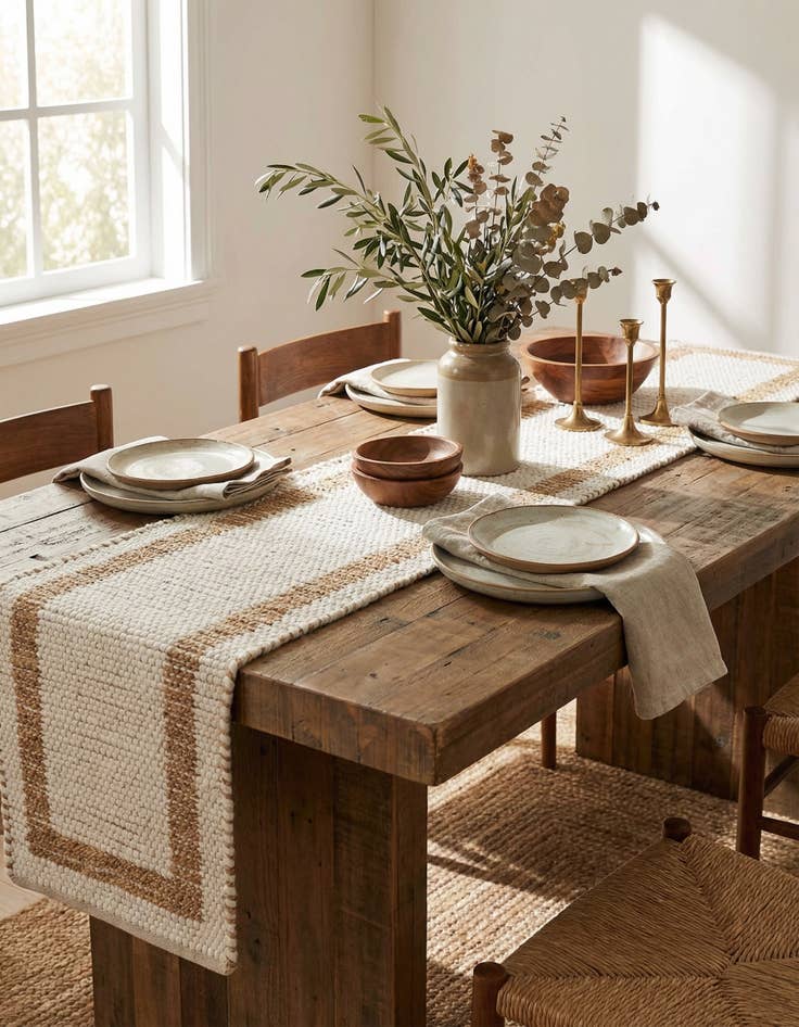 Detail image of  1' 2 x 8'  Hand Woven Chindi Jute Table Runner Rug