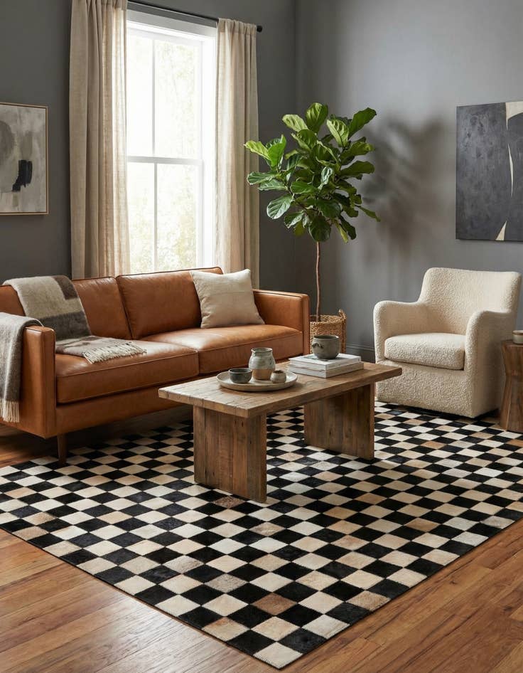 Detail image of 4' 9 x 6' 8 Cowhide Stocks Rug