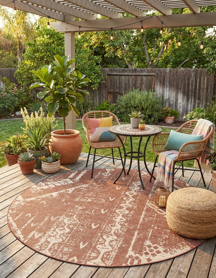 7' 10 x 7' 10 Easy-Clean Bohemian Indoor / Outdo...