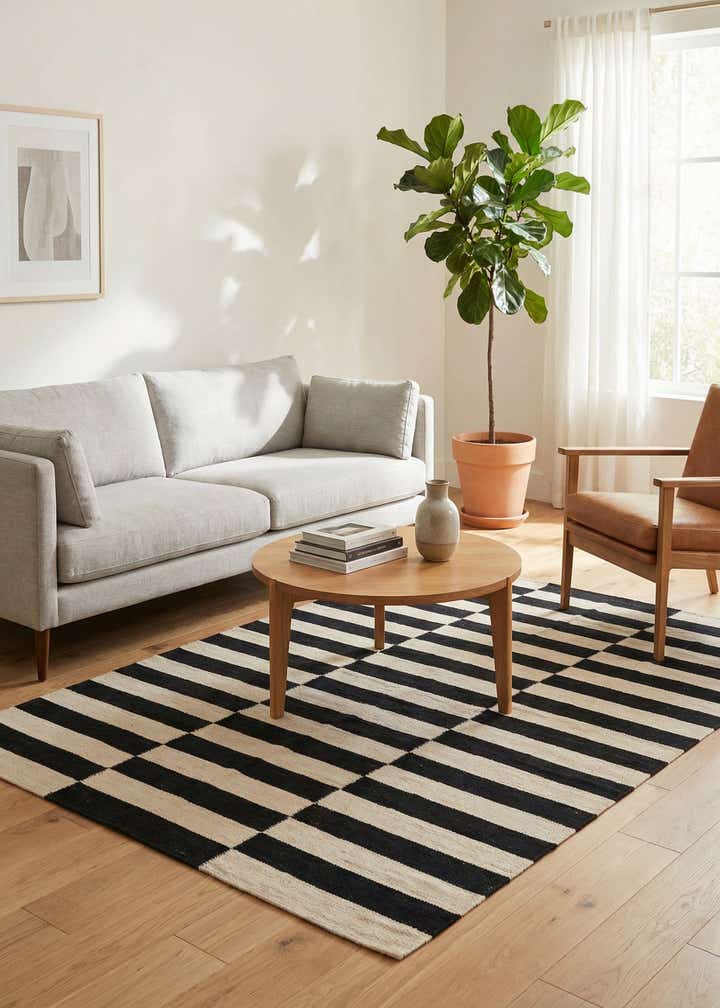 4' x 5' 11 Hand Woven Kilim Modern Wool Rug