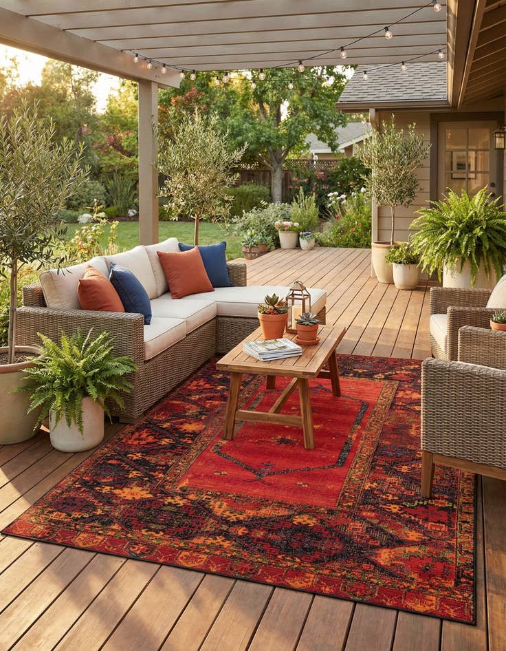 Detail image of 7' x 10'  Washable Tribal Indoor / Outdoor Rug