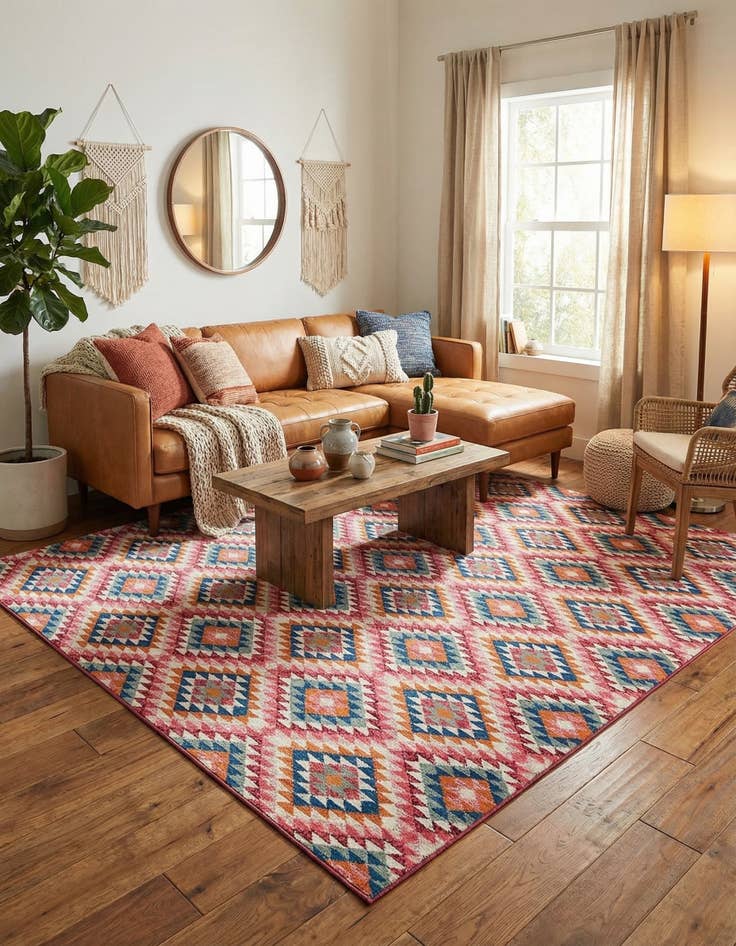 Detail image of 10' x 12'  Washable Southwestern Indoor / Outdoor Rug