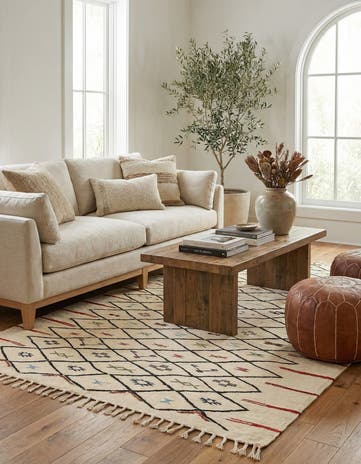 6' 1 x 9' 9 Hand Knotted Moroccan Wool Rug