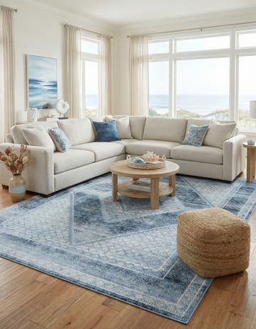 Navy Blue Kamala Washable Rug