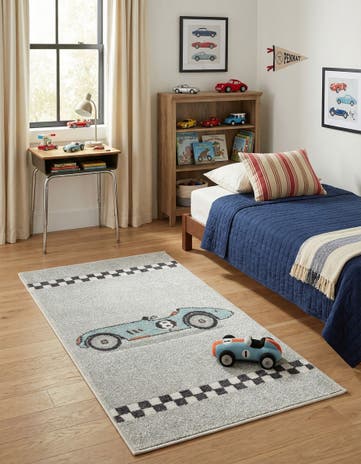 2' 2 x 4' Racecar Whimsy Kids Runner Rug