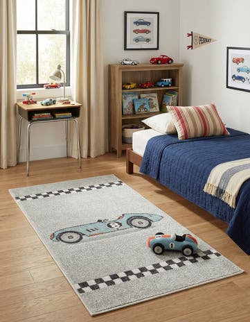 2' 2 x 4' Racecar Whimsy Kids Runner Rug