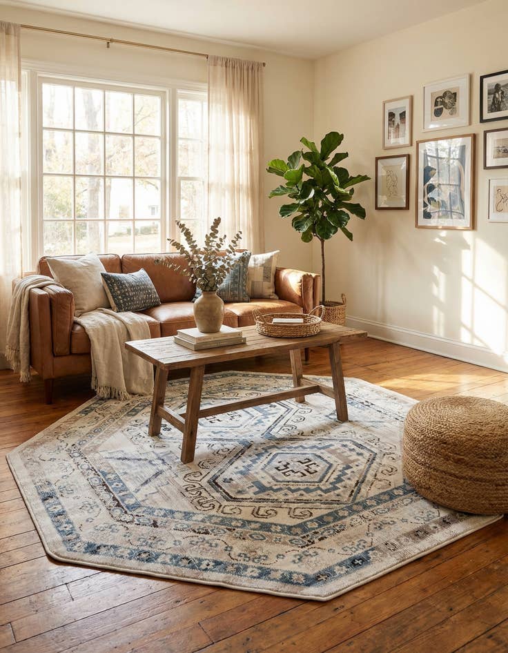 Detail image of 5' 3 x 5' 3 Charlotte Octagon Rug