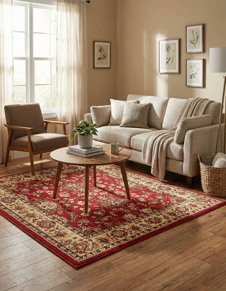 Detail image of 4' x 4' Kashan Design Square Rug