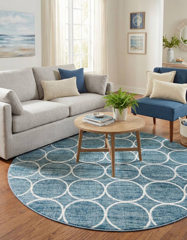 Detail image of  7' x 7' Lattice Trellis Round Rug