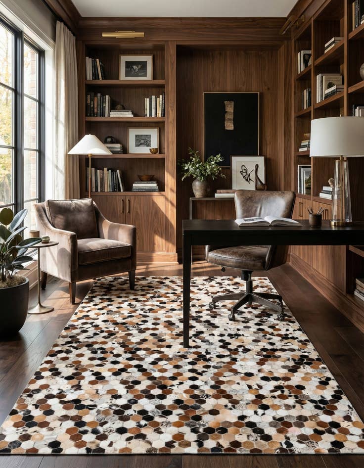 Detail image of 5' x 7' 10 Cowhide Stocks Rug