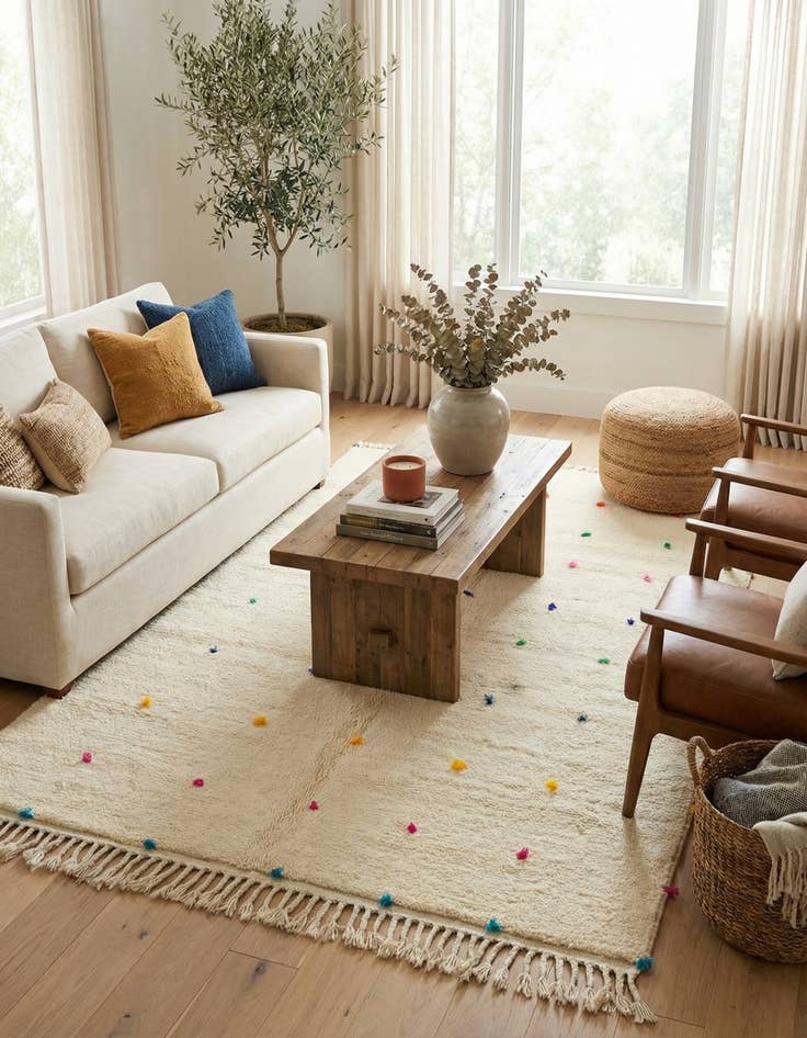 Detail image of 5' 4 x 8' 2  Hand Knotted Moroccan Wool Rug