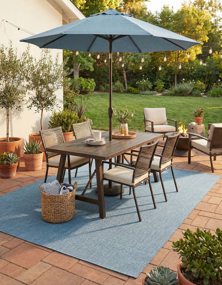 Detail image of 6' x 9'  Washable Solid Indoor / Outdoor Rug