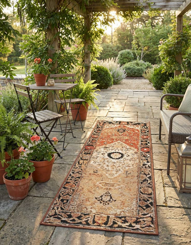 Detail image of 2' x 5'  Washable Traditional Indoor / Outdoor Runner Rug