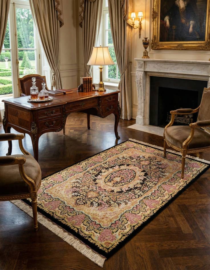 Detail image of 2' 7 x 3' 10 Ghom Silk Rug