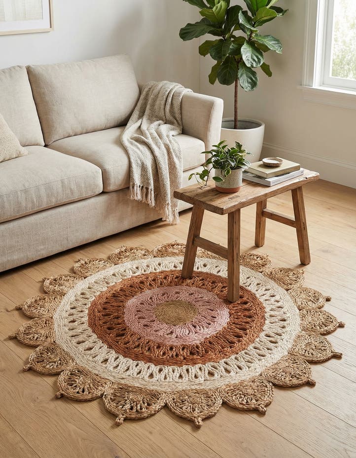 3' 1 x 3' 1 Handmade Braided Jute Round Rug