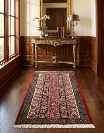 2' 7 x 6' 5 Hand Knotted Qom Persian Runner Rug