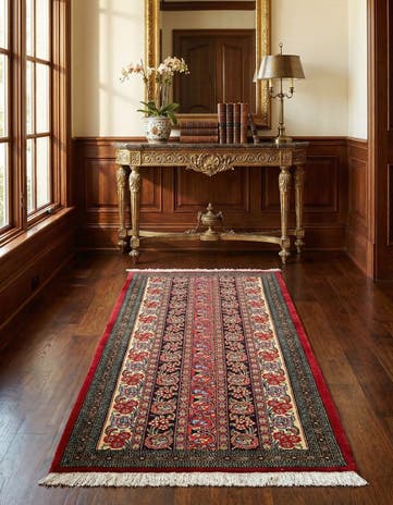 2' 7 x 6' 5 Hand Knotted Qom Persian Runner Rug