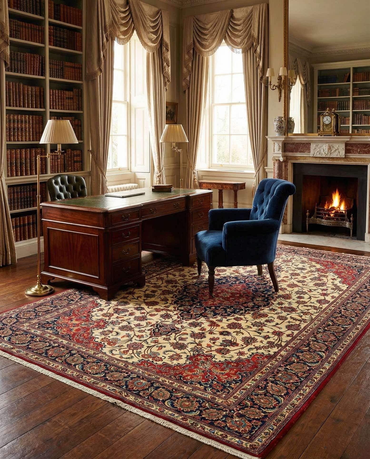 6' 8 x 10' 3 Hand Knotted Qom Persian Rug